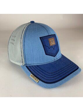 Ariat Blue Gray Back Pocket Snapback Trucker Hat